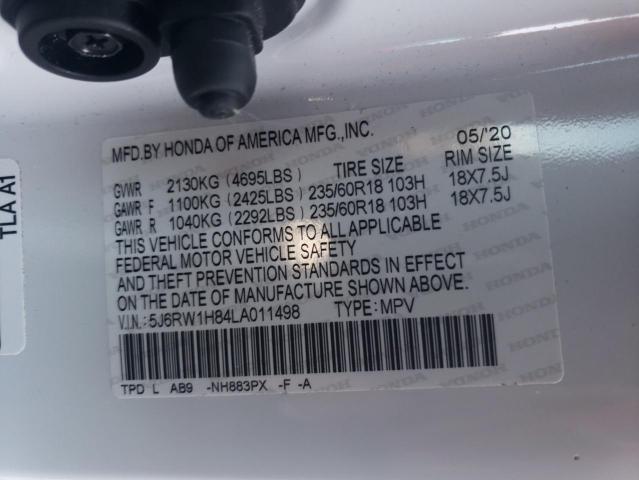 2020 Honda Cr-V Exl VIN: 5J6RW1H84LA011498 Lot: 62981584