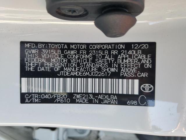 2021 TOYOTA COROLLA LE - JTDEAMDE6MJ022617