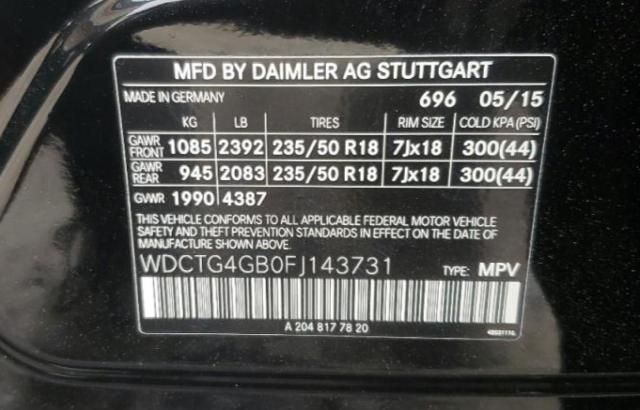 VIN WDCTG4GB0FJ143731 2015 Mercedes-Benz GLA-Class,... no.12