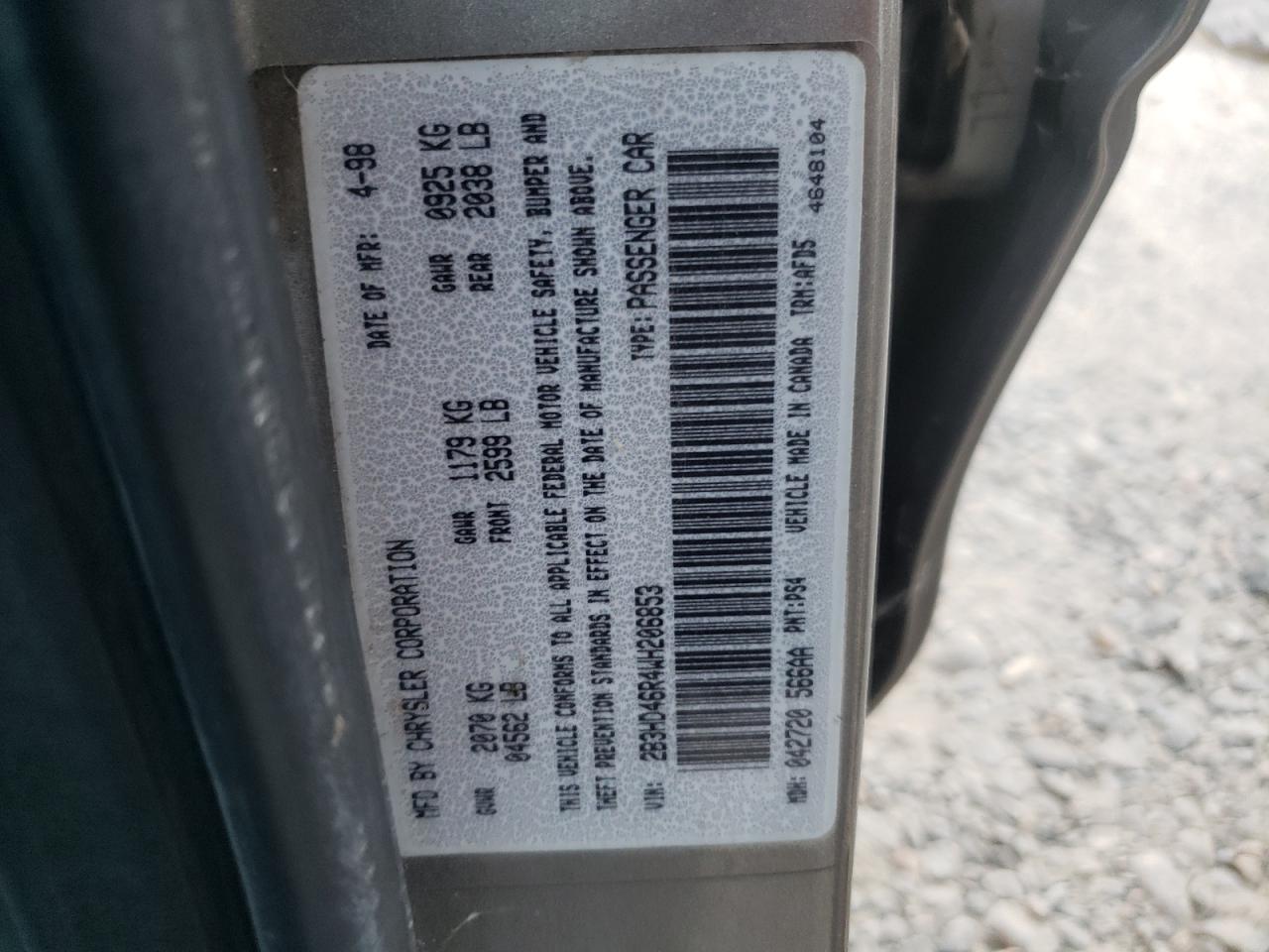 2B3HD46R4WH206853 1998 Dodge Intrepid