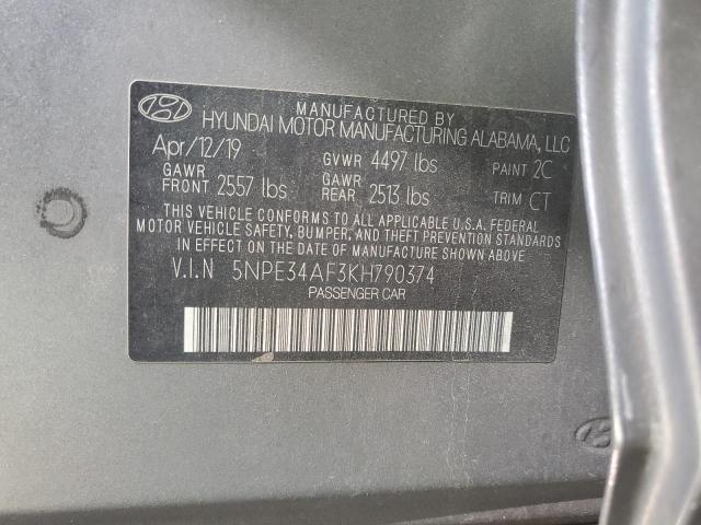 2019 Hyundai Sonata Limited VIN: 5NPE34AF3KH790374 Lot: 61525994