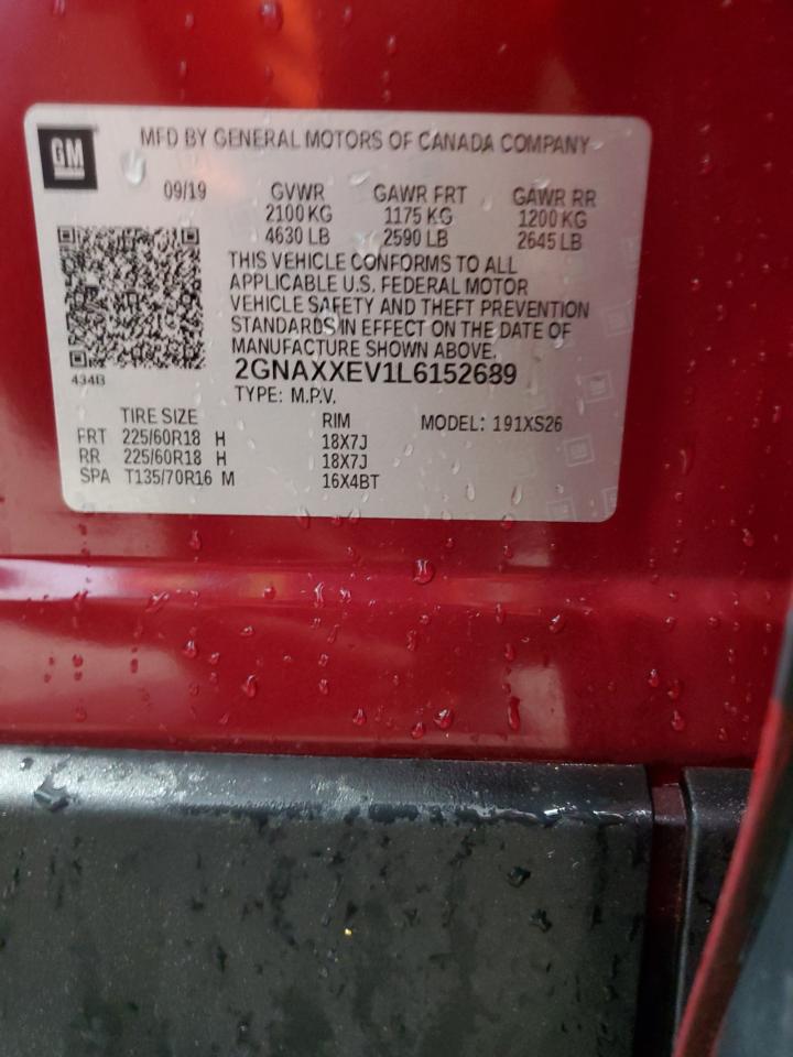 2GNAXXEV1L6152689 2020 Chevrolet Equinox Premier