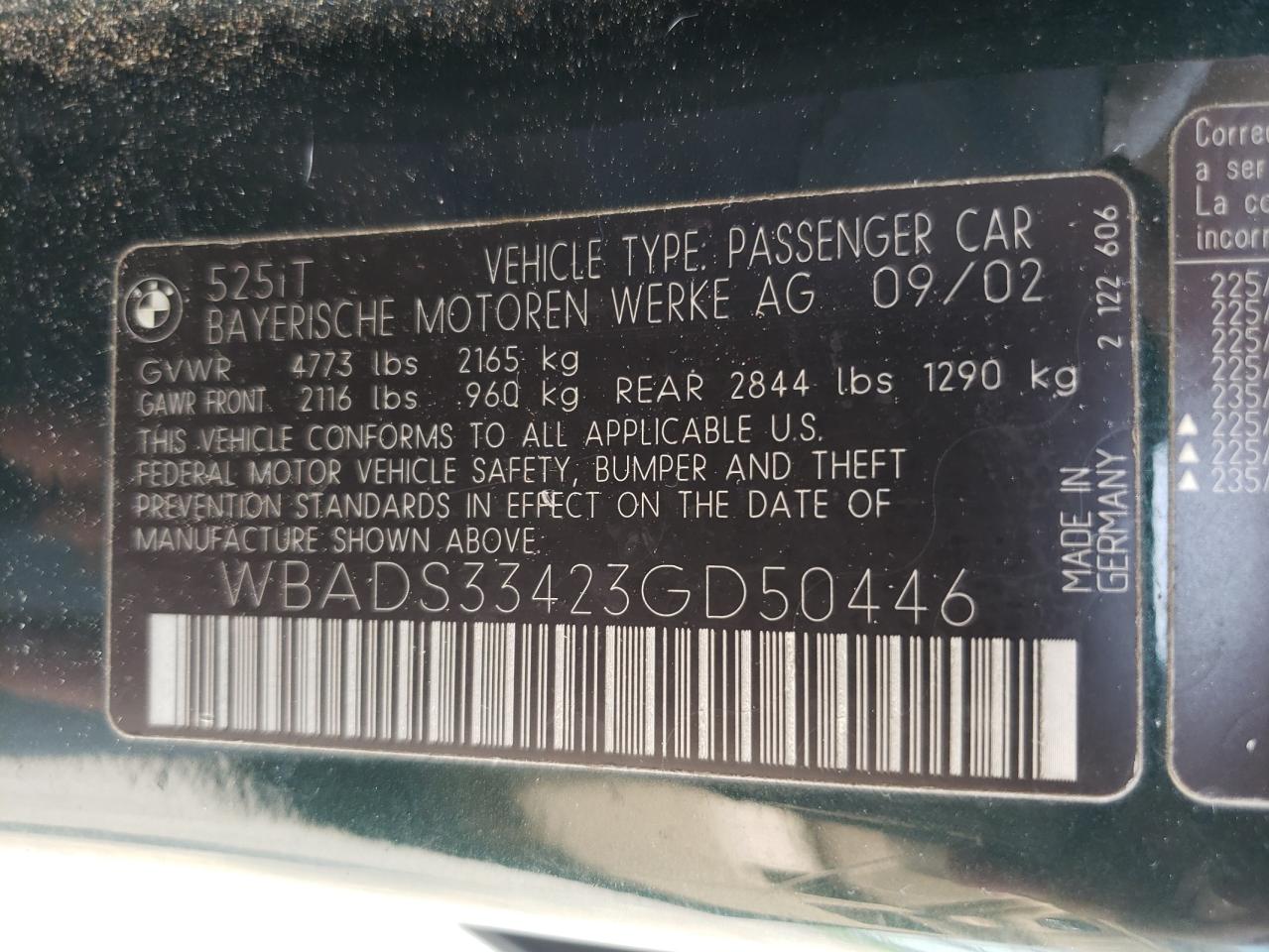 WBADS33423GD50446 2003 BMW 525 It