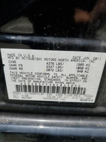 2011 Mitsubishi Galant Es VIN: 4A32B3FF4BE033022 Lot: 61857264