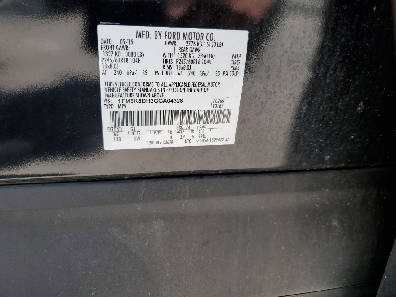 1FM5K8DH3GGA04328 2016 Ford Explorer Xlt