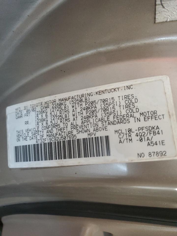 4T3ZF19C92U507695 2002 Toyota Sienna Ce