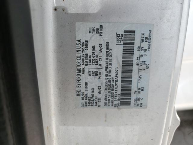 2000 Ford F150 VIN: 1FTRX17L9YKA96073 Lot: 50744084