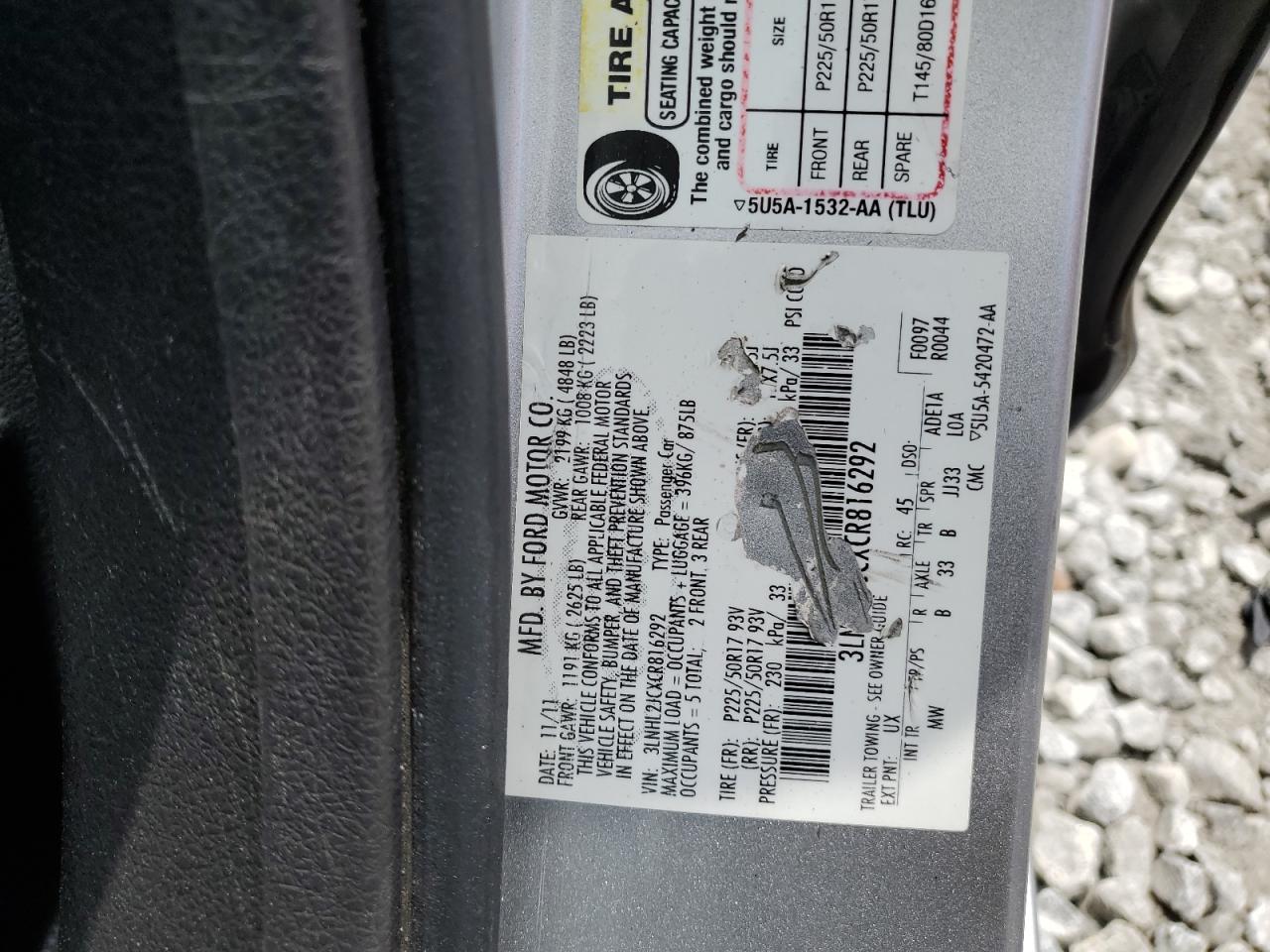 3LNHL2JCXCR816292 2012 Lincoln Mkz