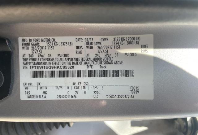 2017 Ford F150 Supercrew VIN: 1FTEW1EG9HKC85328 Lot: 62751194