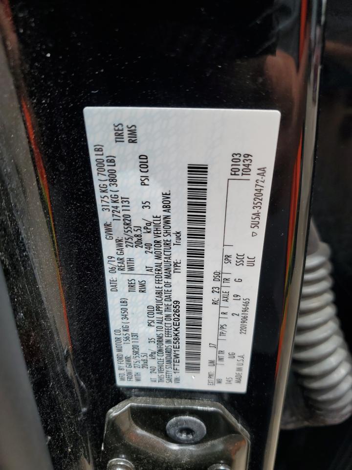 1FTEW1E58KKE02659 2019 Ford F150 Supercrew