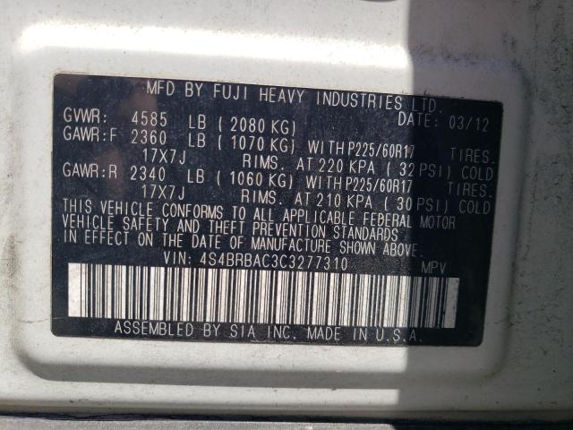 2012 Subaru Outback 2.5I VIN: 4S4BRBAC3C3277310 Lot: 60945874