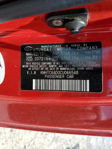 2012 Hyundai Veloster VIN: KMHTC6AD0CU066548 Lot: 61311164