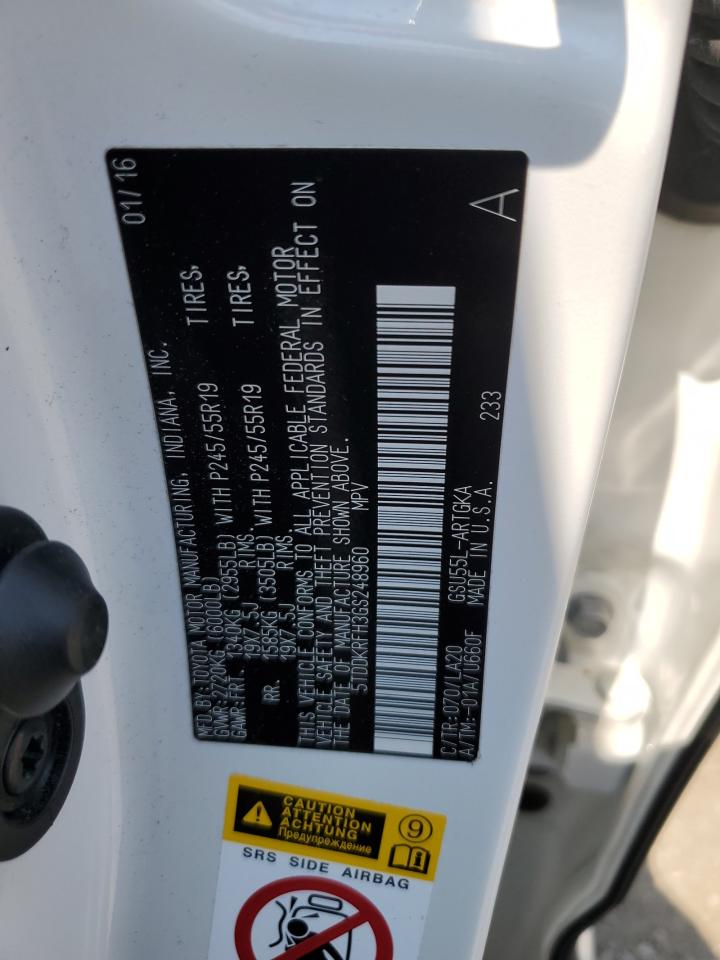 5TDDKRFH3GS248960 2016 Toyota Highlander Limited