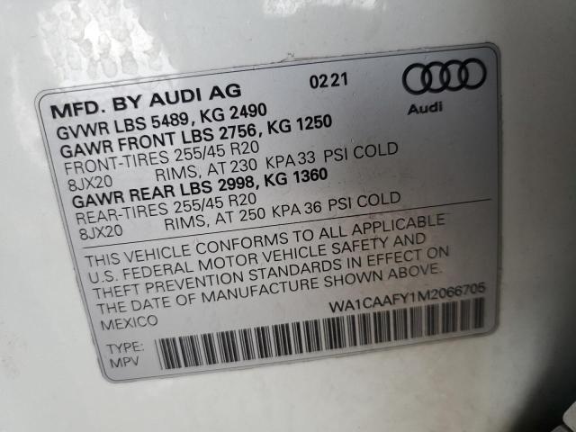 2021 Audi Q5 Prestige VIN: WA1CAAFY1M2066705 Lot: 63288894