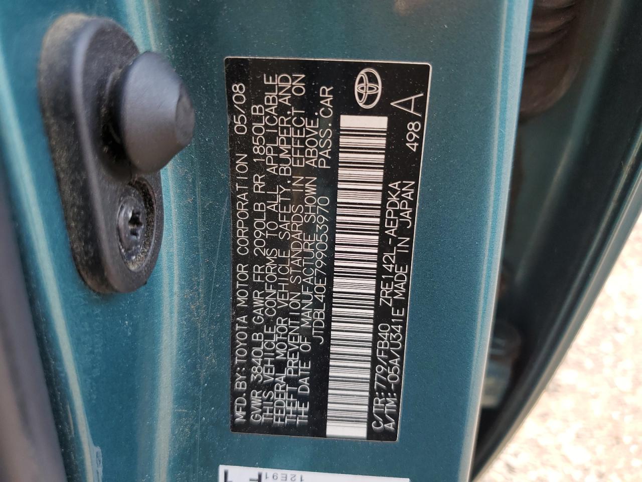 JTDBL40E799053970 2009 Toyota Corolla Base JTDBL40E799053970 2009 Toyota Corolla Base