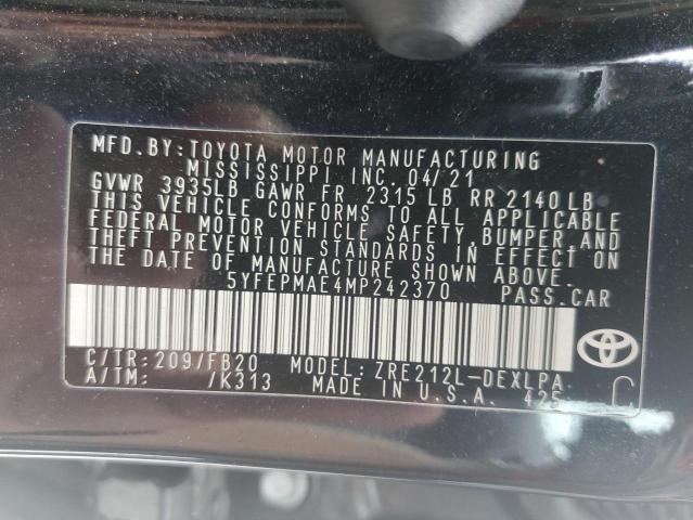 2021 TOYOTA COROLLA LE - 5YFEPMAE4MP242370