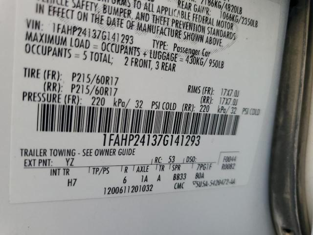 2007 Ford Five Hundred Sel VIN: 1FAHP24137G141293 Lot: 50203174