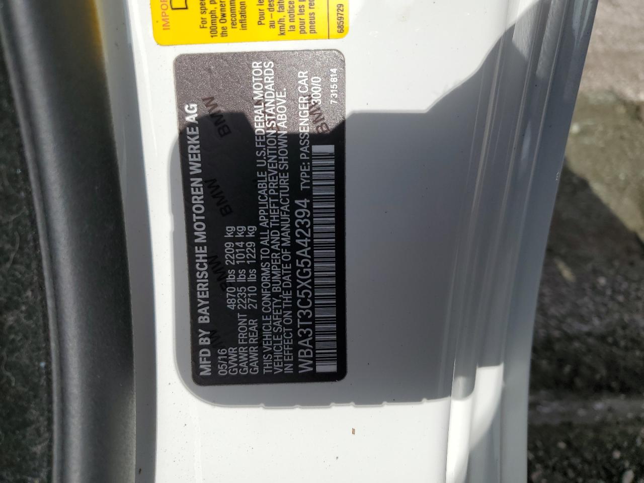 WBA3T3C5XG5A42394 2016 BMW 435 I