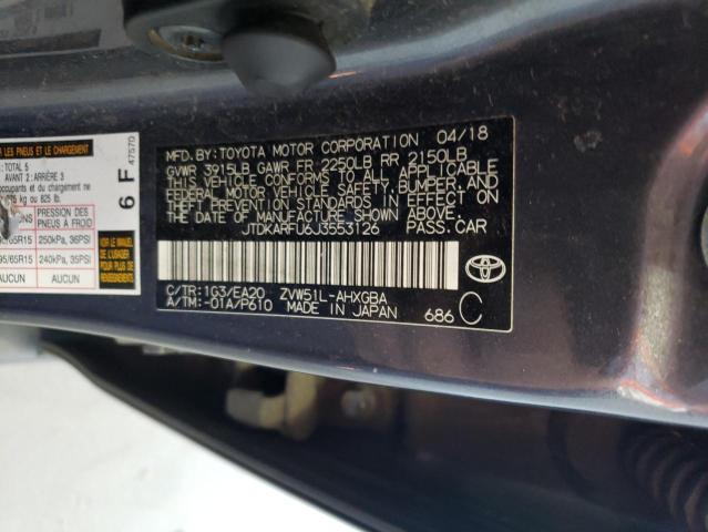 2018 Toyota Prius VIN: JTDKARFU6J3553126 Lot: 61621314