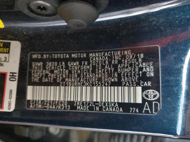 2019 TOYOTA COROLLA L - 2T1BURHE3KC155247