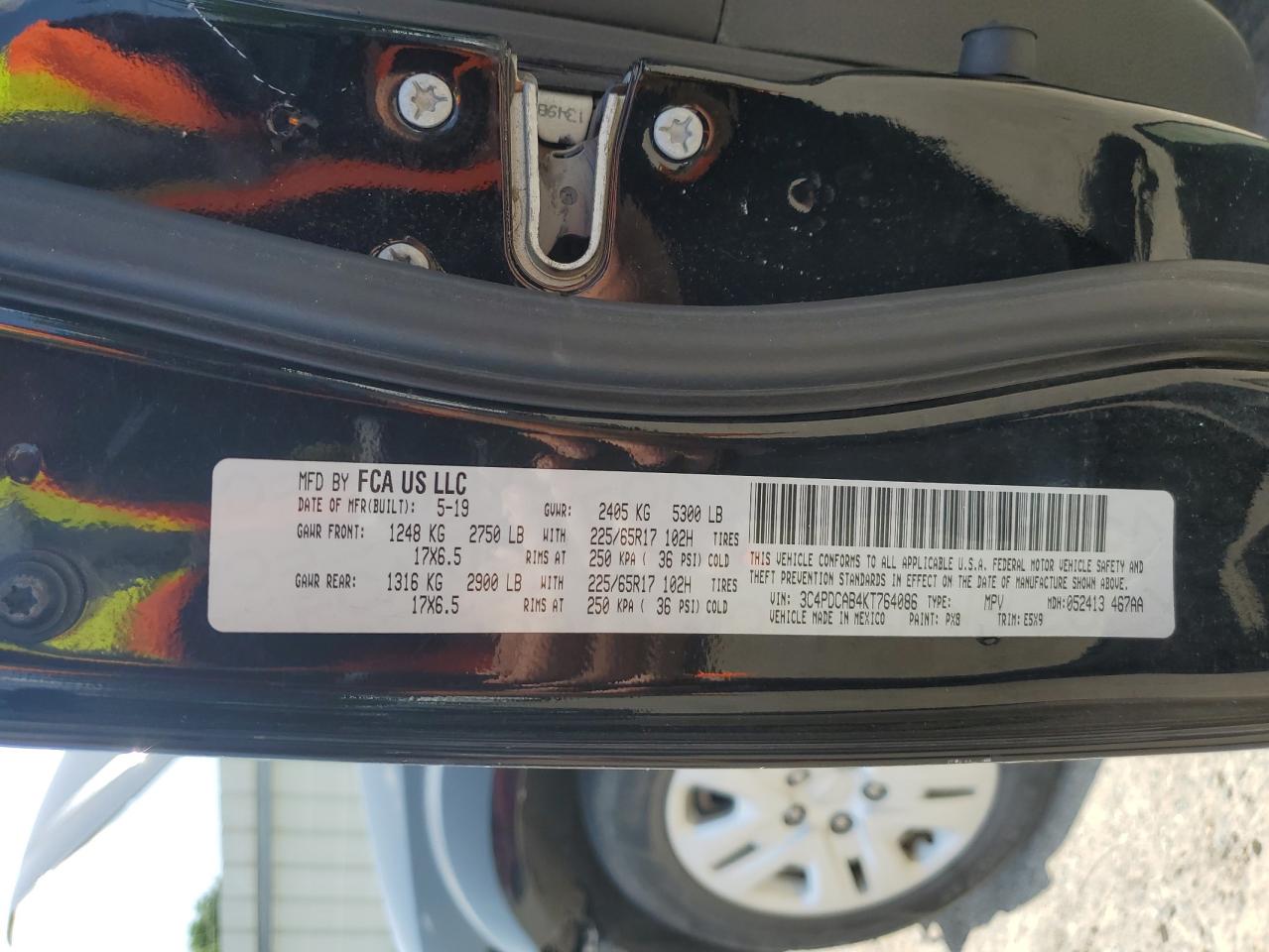 3C4PDCAB4KT764086 2019 Dodge Journey Se