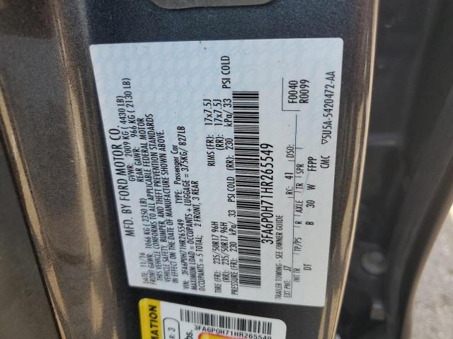 VIN 3FA6P0H71HR265549 2017 Ford Fusion, SE no.12