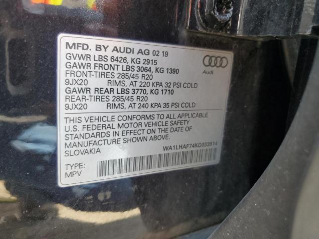 VIN WA1LHAF74KD033914 2019 Audi Q7, Premium Plus no.13