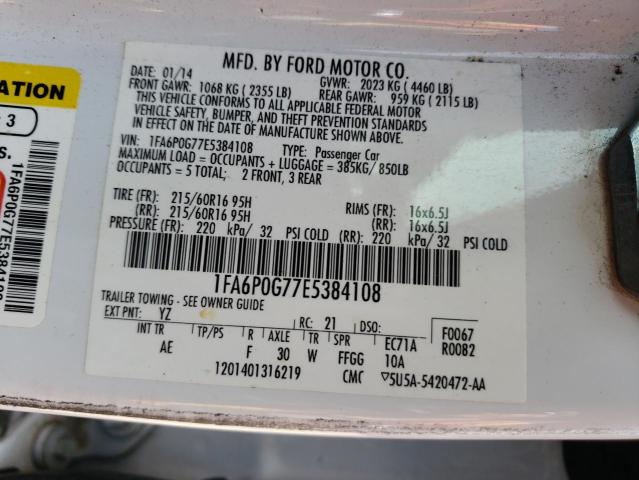 VIN 1FA6P0G77E5384108 2014 Ford Fusion, S no.12