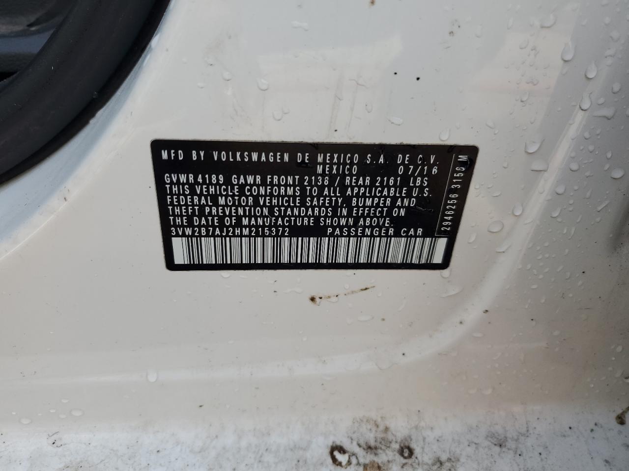 3VW2B7AJ2HM215372 2017 Volkswagen Jetta S