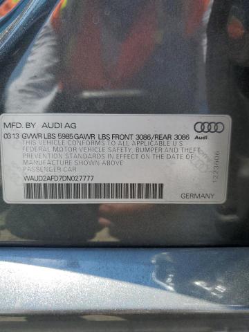 2013 Audi S8 Quattro VIN: WAUD2AFD7DN027777 Lot: 62482694