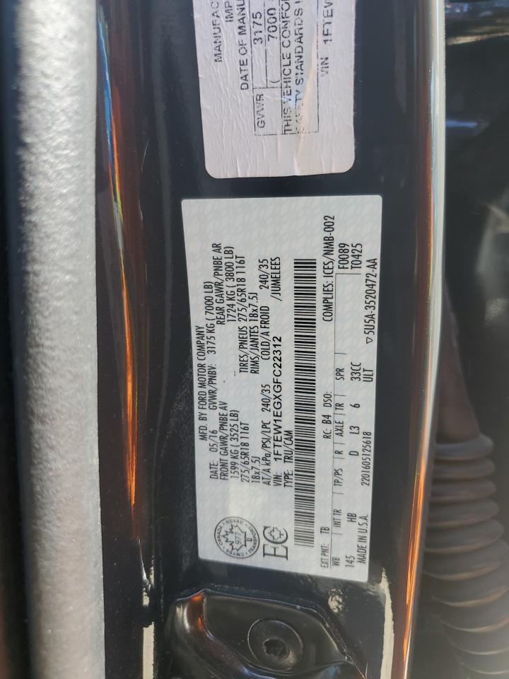 1FTEW1EGXGFC22312 2016 Ford F150 Supercrew