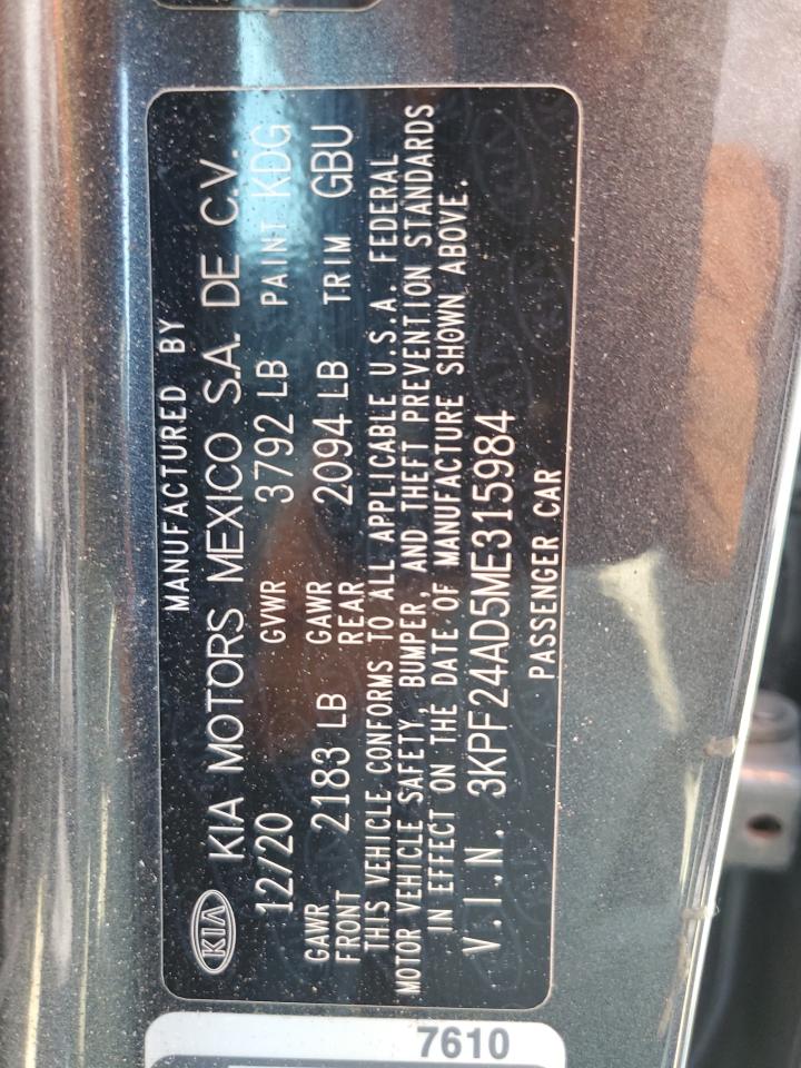 3KPF24AD5ME315984 2021 Kia Forte Fe