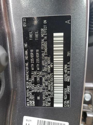2022 TOYOTA HIGHLANDER - 5TDZZRAH2NS104175