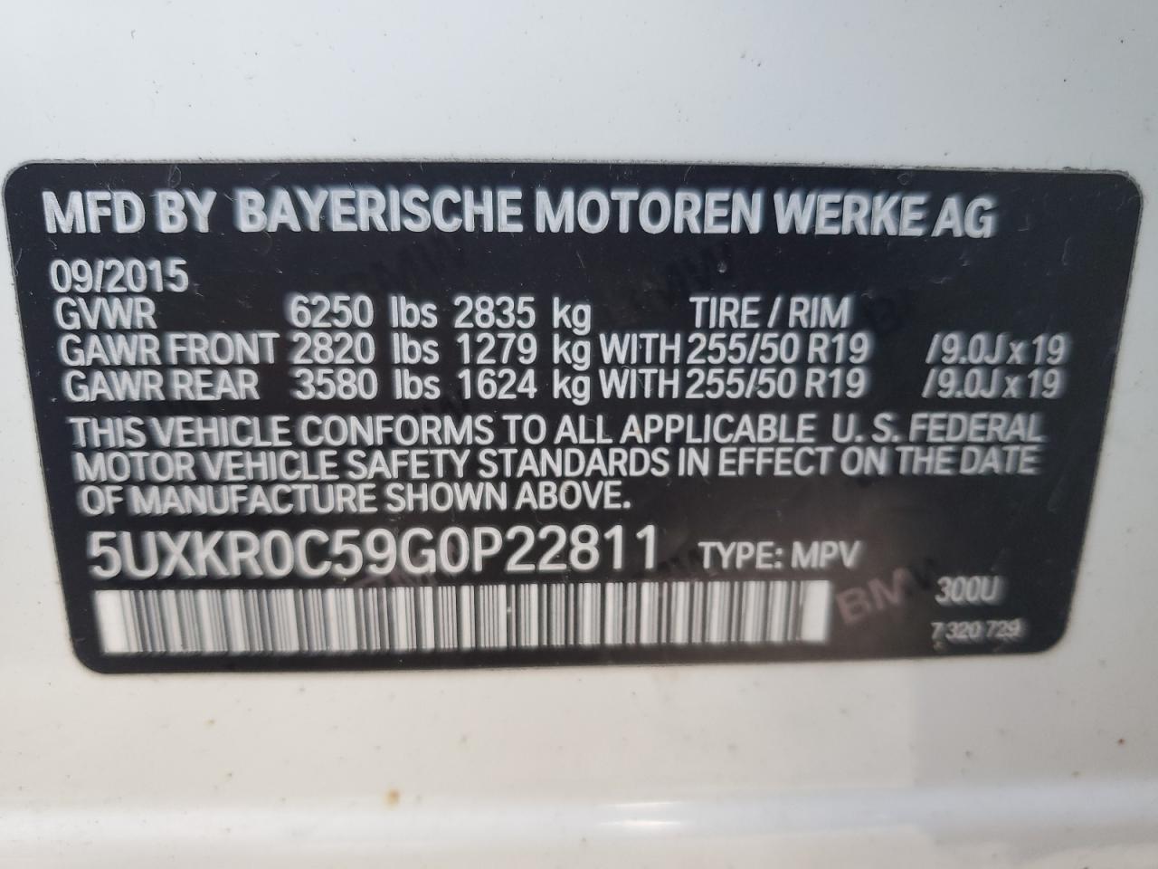 5UXKR0C59G0P22811 2016 BMW X5 xDrive35I