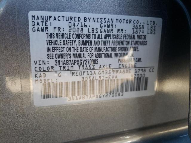 2016 Nissan Sentra S VIN: 3N1AB7APXGY270083 Lot: 61632514