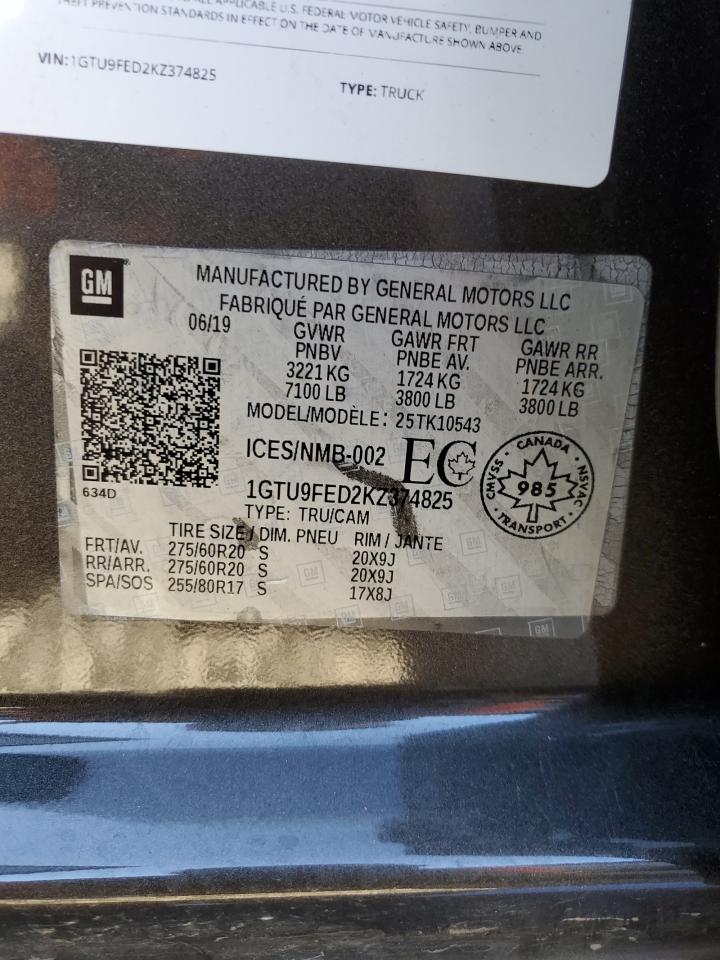 1GTU9FED2KZ374825 2019 GMC Sierra K1500 Denali