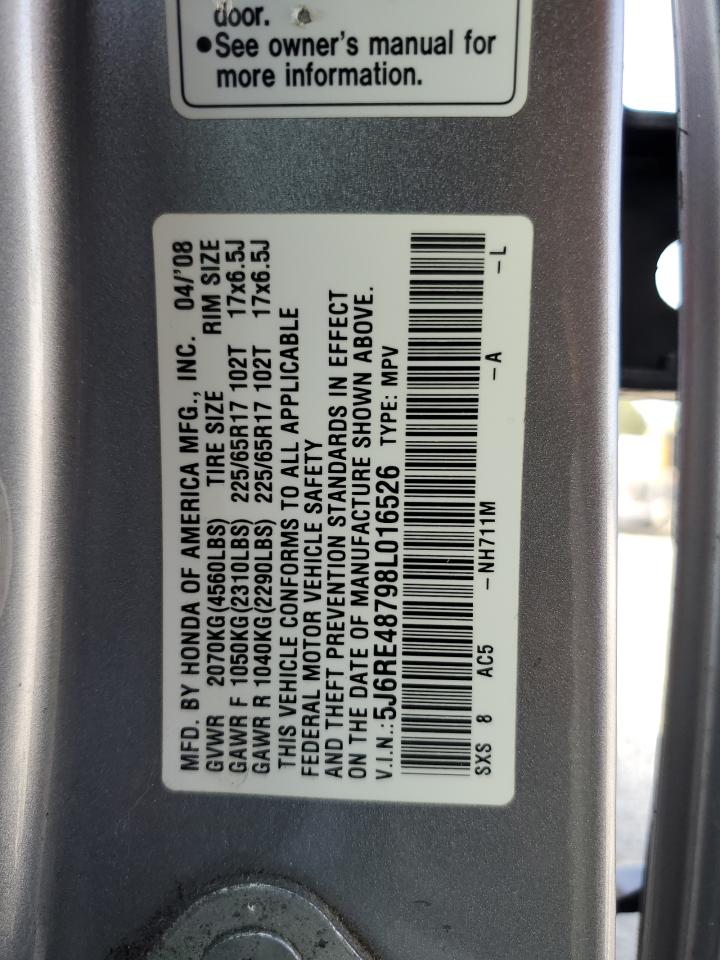 5J6RE48798L016526 2008 Honda Cr-V Exl