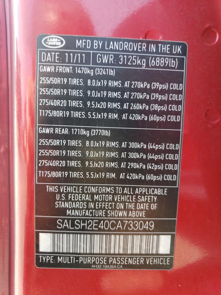 SALSH2E40CA733049 2012 Land Rover Range Rover Sport Sc