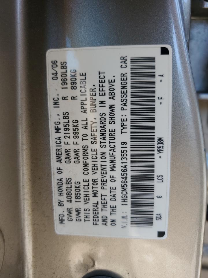 1hgcm56456a135519 1HGCM56456A135519 2006 Honda Accord Lx