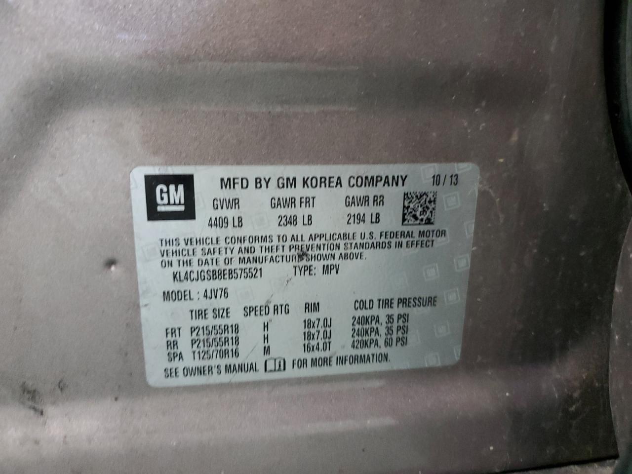 KL4CJGSB8EB575521 2014 Buick Encore