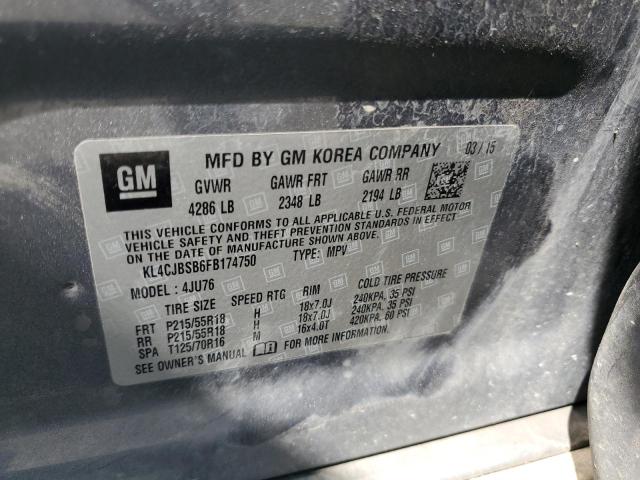 2015 BUICK ENCORE with MINOR DENT/SCRATCHES damage, VIN KL4CJBSB6FB174750