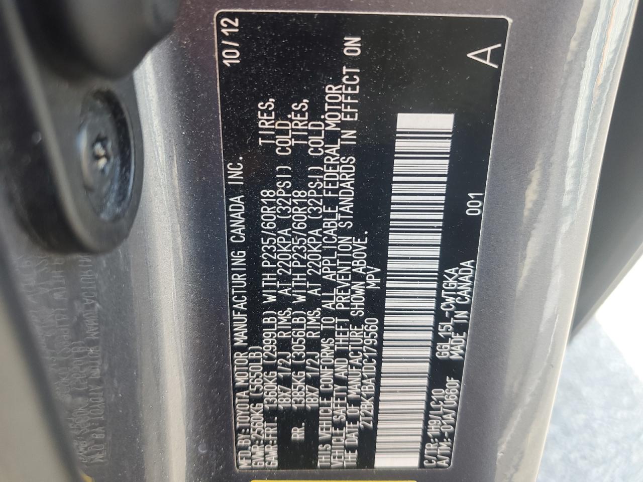 2T2BK1BA1DC179560 2013 Lexus Rx 350 Base