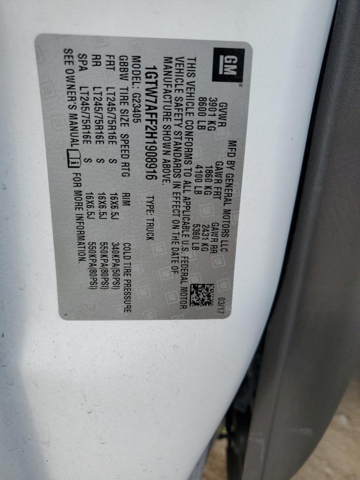 1GTW7AFF2H1908916 2017 GMC Savana G2500