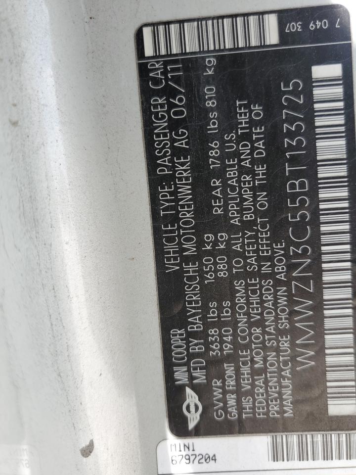 WMWZN3C55BT133725 2011 Mini Cooper