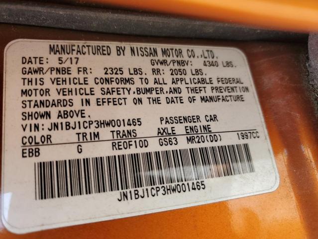 2017 NISSAN ROGUE SPOR JN1BJ1CP3HW001465