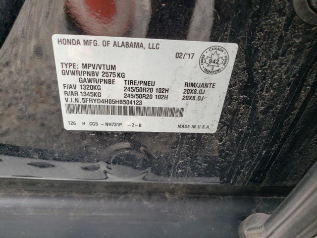 2017 ACURA MDX ELITE 5FRYD4H05HB504123