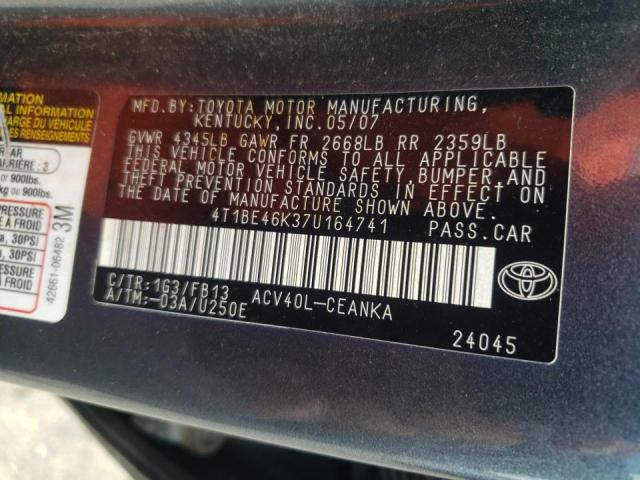 4T1BE46K37U164741 2007 Toyota Camry Ce