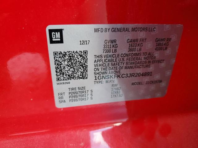 2018 CHEVROLET TAHOE SPEC - 1GNSKFKC3JR204891