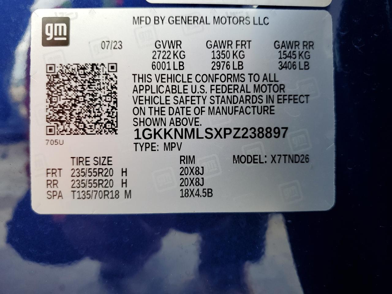 1GKKNMLSXPZ238897 2023 GMC Acadia Slt