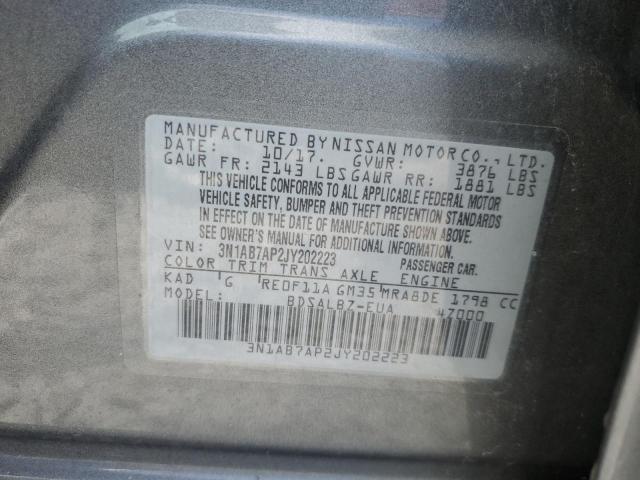 2018 Nissan Sentra S VIN: 3N1AB7AP2JY202223 Lot: 59022344